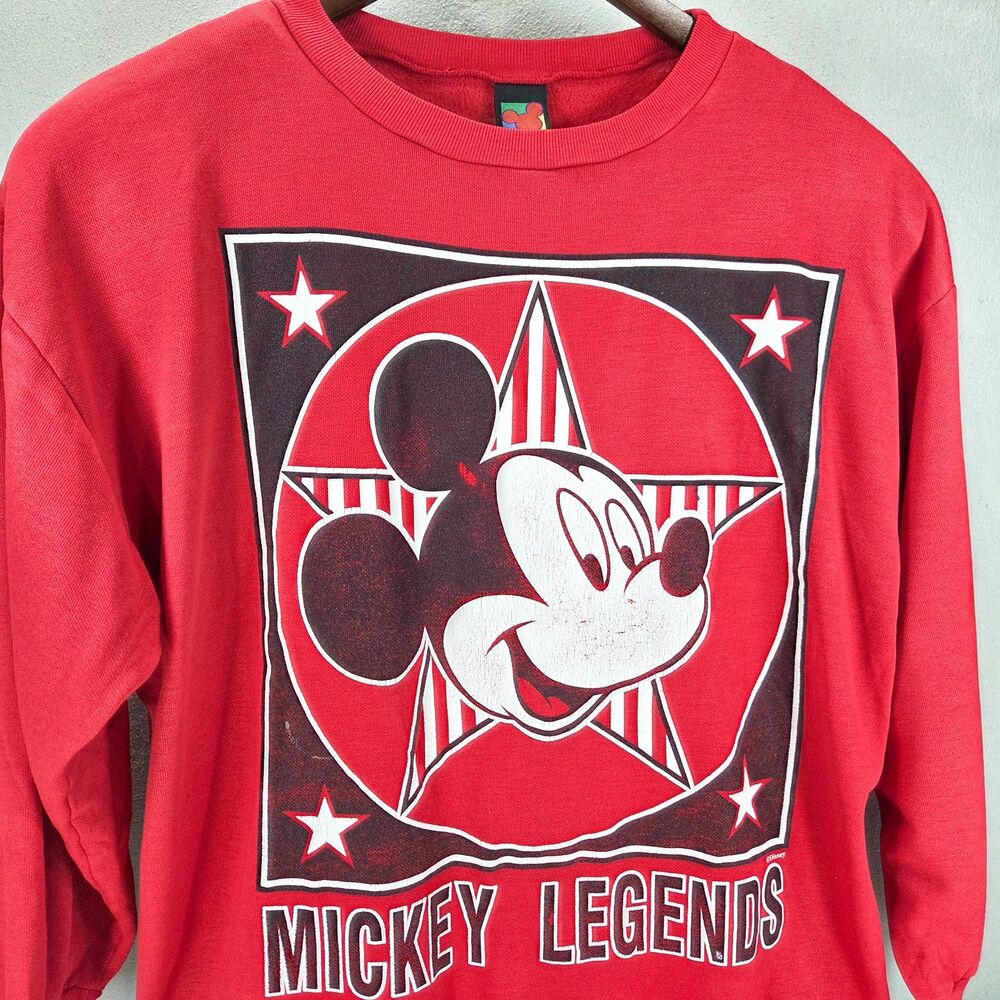 Vintage 90s Disney Mickey Mouse Legends Red Long Sleeve Shirt Sz 2XL